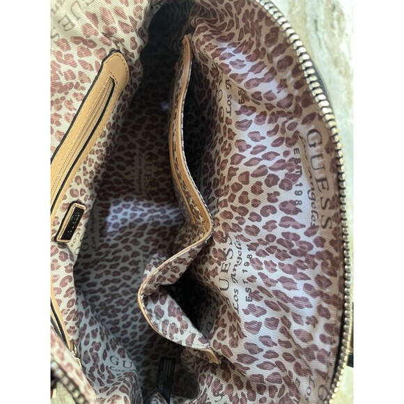 Guess Women's Cheatin' Heart Dome Satchel Black Leopard SL481207 Logo Charm READ - Picture 14 of 16